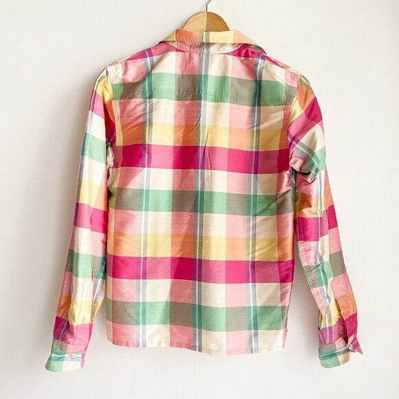 LAuren Ralh Lauren RAw Silk Plaid Colourful Button Up Shirt S - Picture 4 of 4